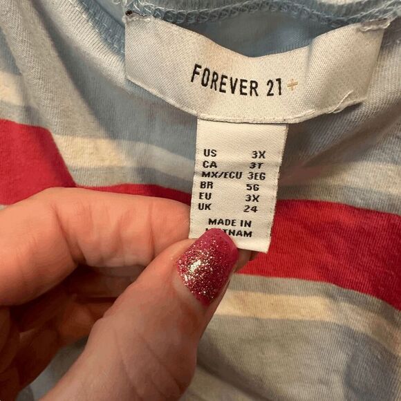 Forever 21 set of 2 Striped Scoop Neck Sleeveless Tank Bodysuit White Blue 3X - Picture 5 of 9